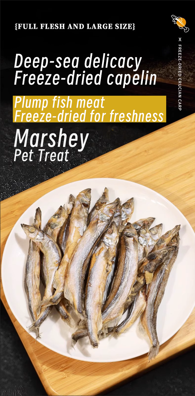 Freeze Dried Capelin Fish omega-3 fatty acids healthy skin, coat, and joint health.